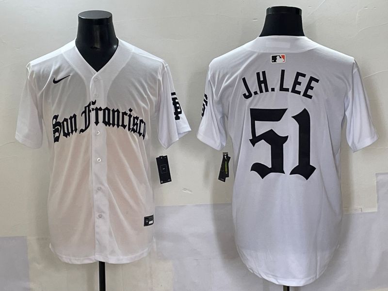 Men 2025 San Francisco Giants #51 J.H.Lee White Five generations Joint Name Nike MLB Jersey style 1